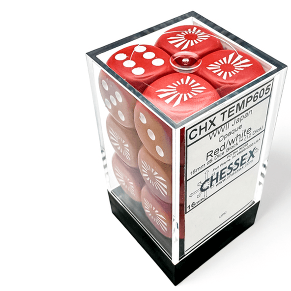 12 d6 Dice Chessex JAPAN War Dice RED black 29062 Dadi immagine 1
