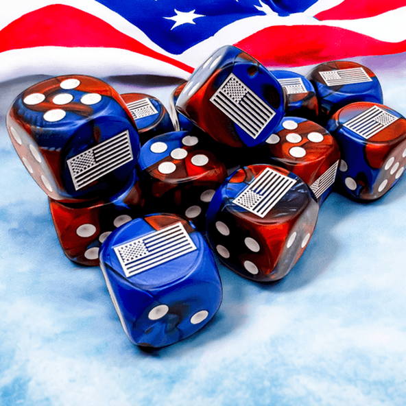 12 d6 Dice Chessex UNITED STATES War Dice GEMINI BLUE RED white 29065 Dadi immagine 1