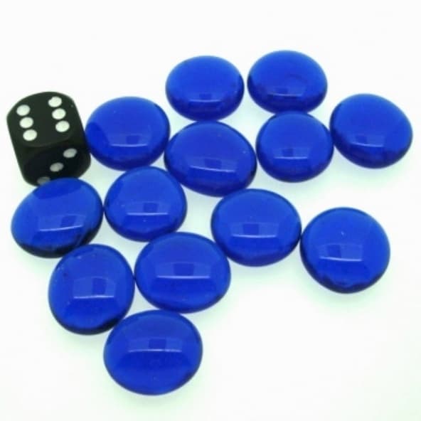 20+ Glass Gaming Stones Chessex BLUE Token Counter Pietrine Trasparenti immagine 1